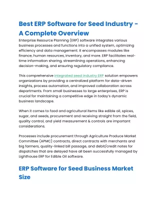 Best ERP Software for Seed Industry