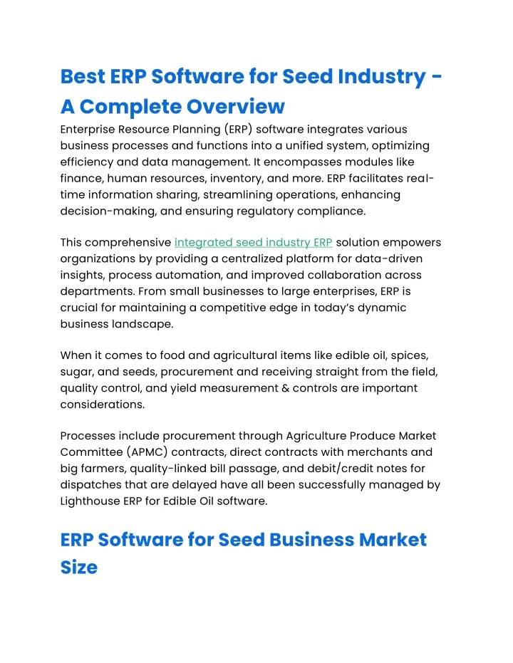 best erp software for seed industry a complete
