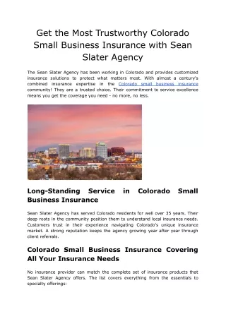 Essential Insights for Colorado Small Business Insurance Success