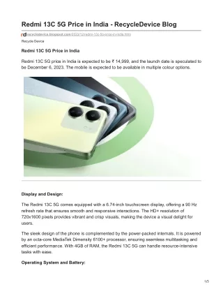 redmi 13c 5g price in india recycledevice blog