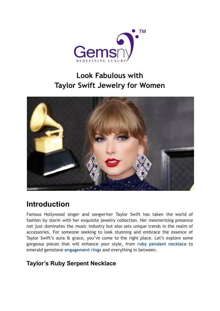 look fabulous with taylor swift jewelry for women