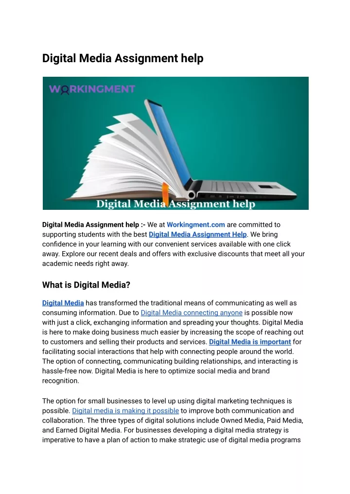 digital media assignment help