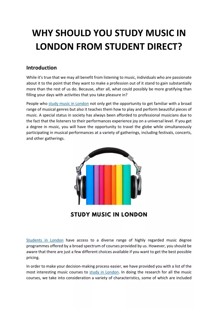 why should you study music in london from student