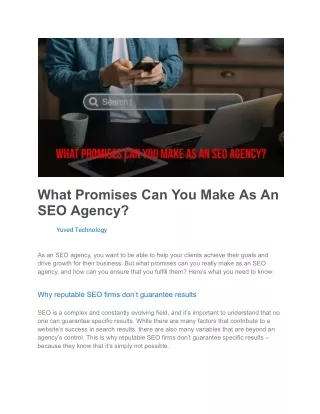 What Promises Can You Make As An SEO Agency