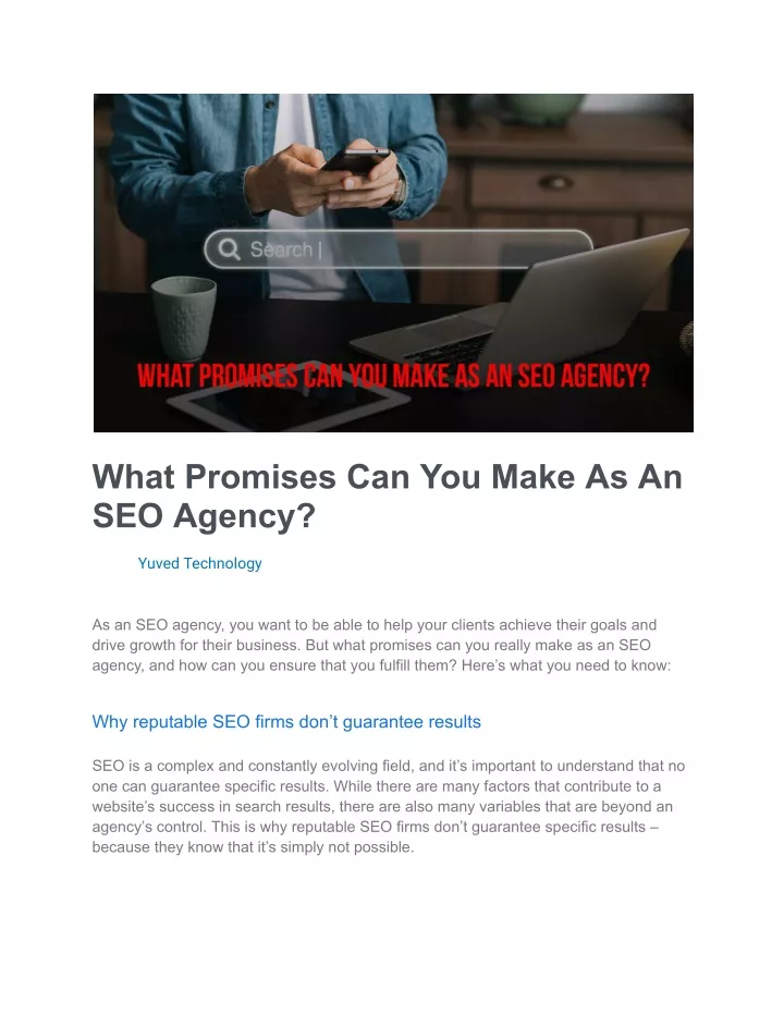 what promises can you make as an seo agency