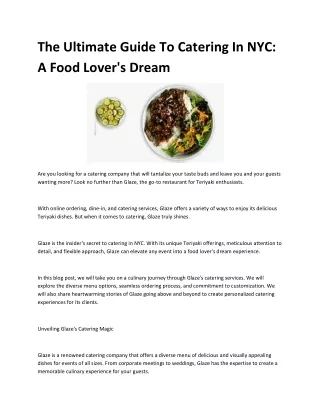 Catering In NYC: Unlock the Finest Culinary Experience