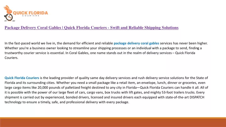 package delivery coral gables quick florida