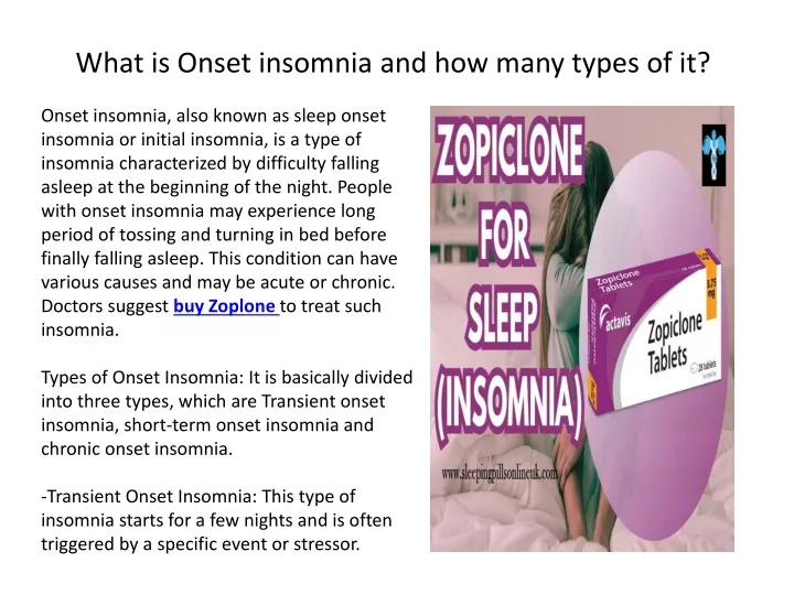 what is onset insomnia and how many types of it