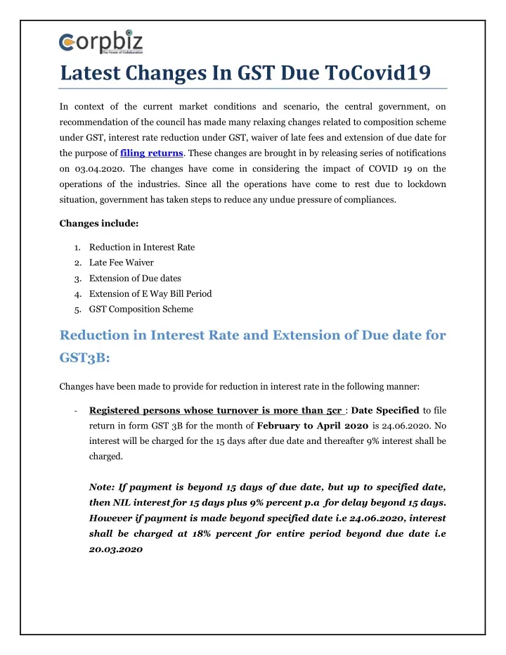 latest changes in gst due tocovid19