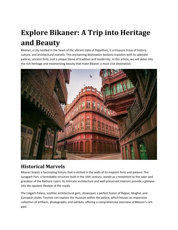 explore bikaner a trip into heritage and beauty