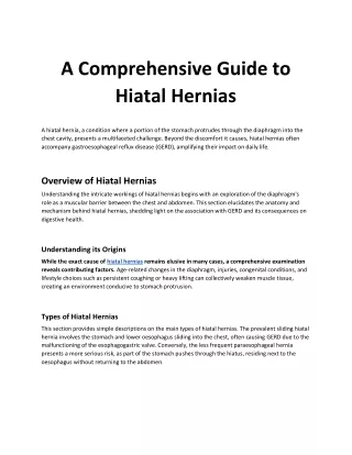 A Comprehensive Guide to Hiatal Hernias