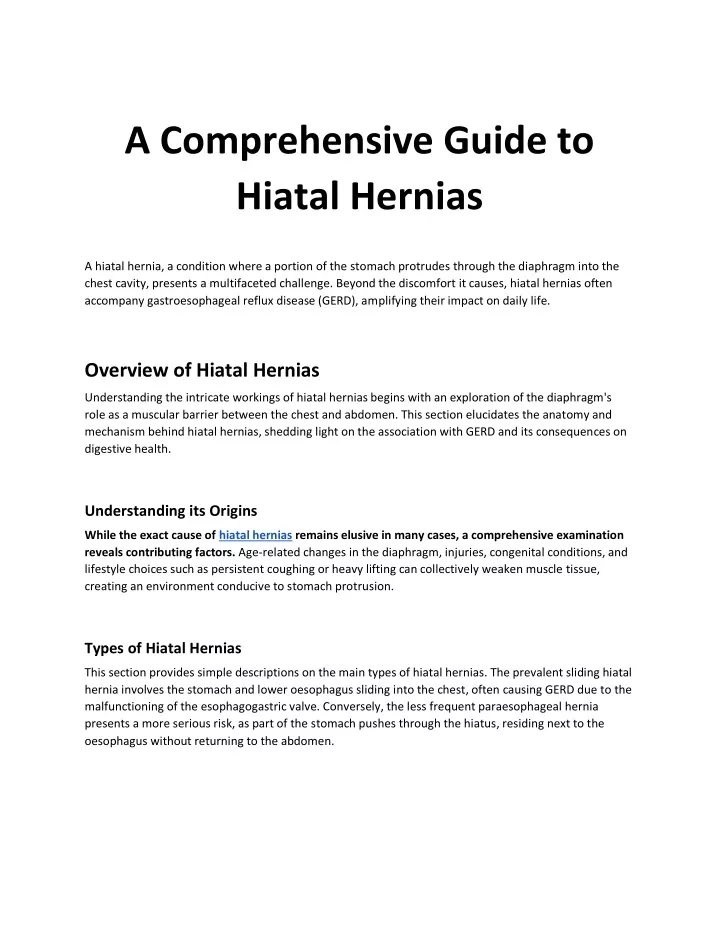 a comprehensive guide to hiatal hernias