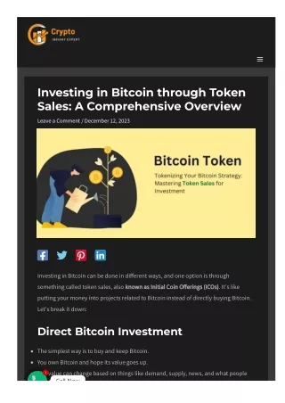Token Sales for Bitcoin Investment