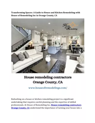 House remodeling contractors Orange County, CA