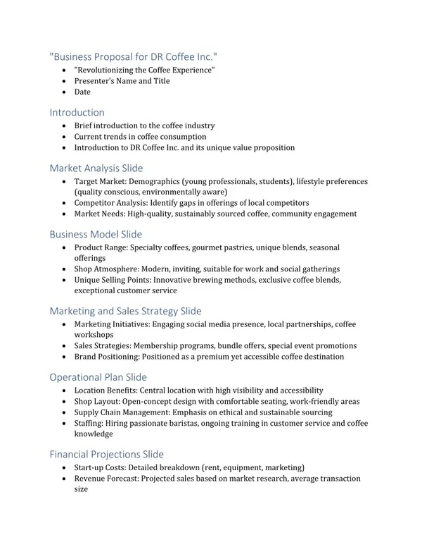 business proposal for dr coffee