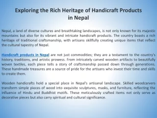 Exploring the Rich Heritage of Handicraft Products in Nepal
