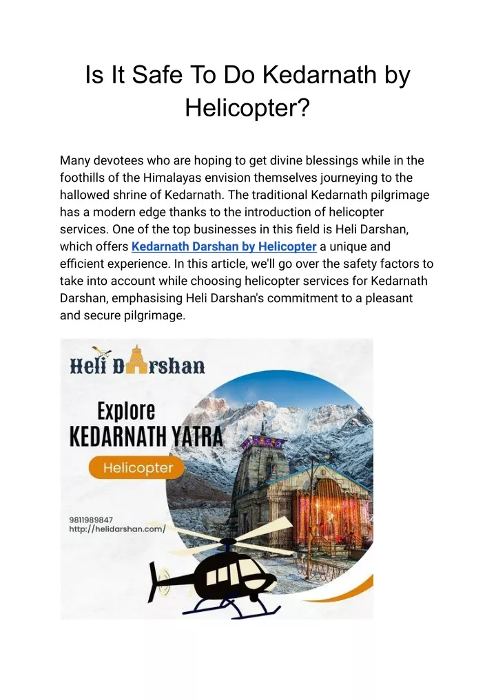 is it safe to do kedarnath by helicopter