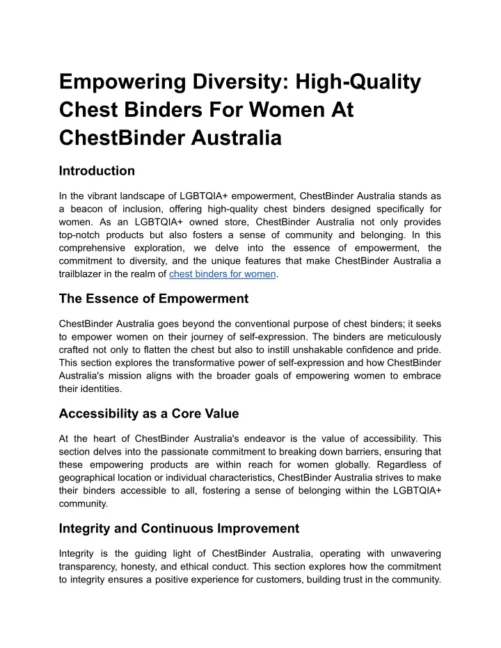 empowering diversity high quality chest binders