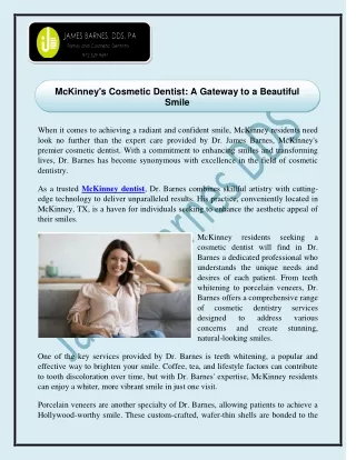 McKinney's Cosmetic Dentist A Gateway to a Beautiful Smile