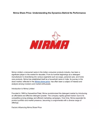 Nirma Share Price_ Understanding the Dynamics Behind Its Performance