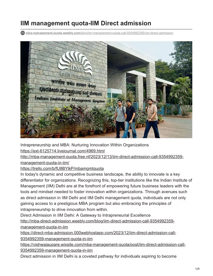 iim management quota iim direct admission