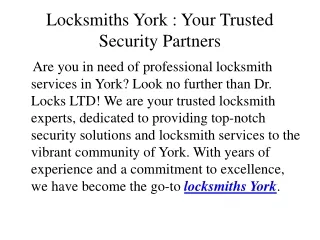 Benefits of Locksmiths York