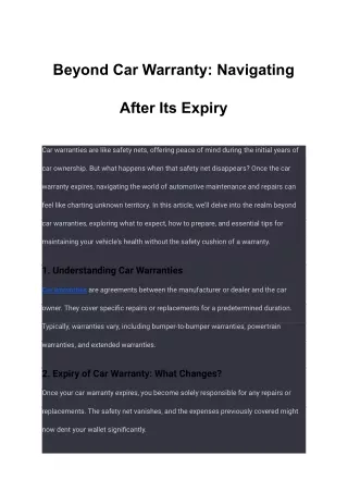 beyond car warranty navigating