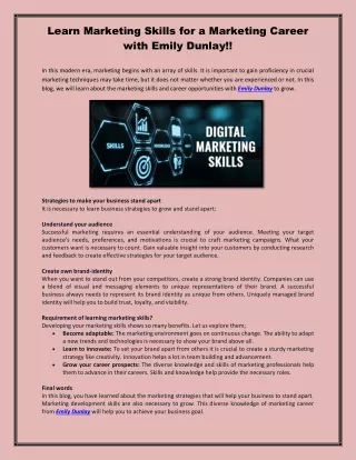 learn marketing skills for a marketing career