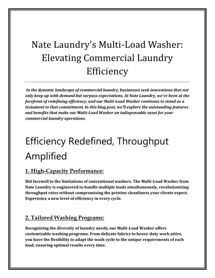 nate laundry s multi load washer elevating