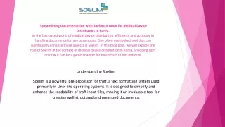 Streamlining Documentation with Soelim: A Boon for Medical Device Distributors