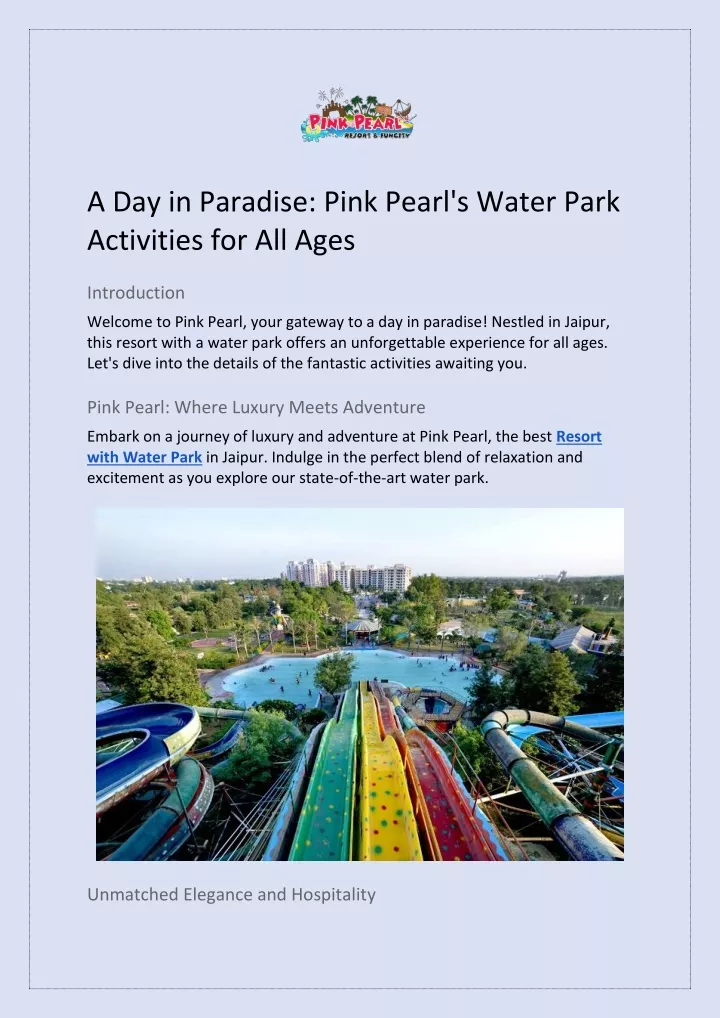 a day in paradise pink pearl s water park