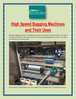 High Speed Bagging Machines and Their Uses