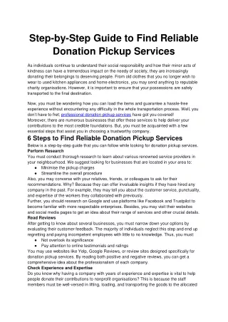 Step-by-Step Guide to Find Reliable Donation Pickup Services