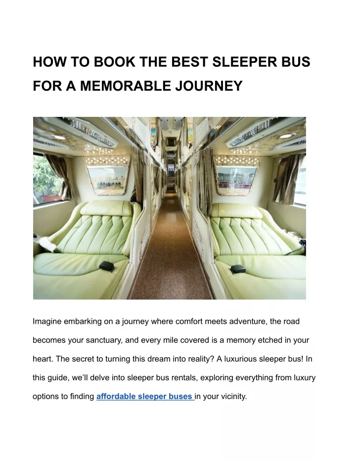 how to book the best sleeper bus