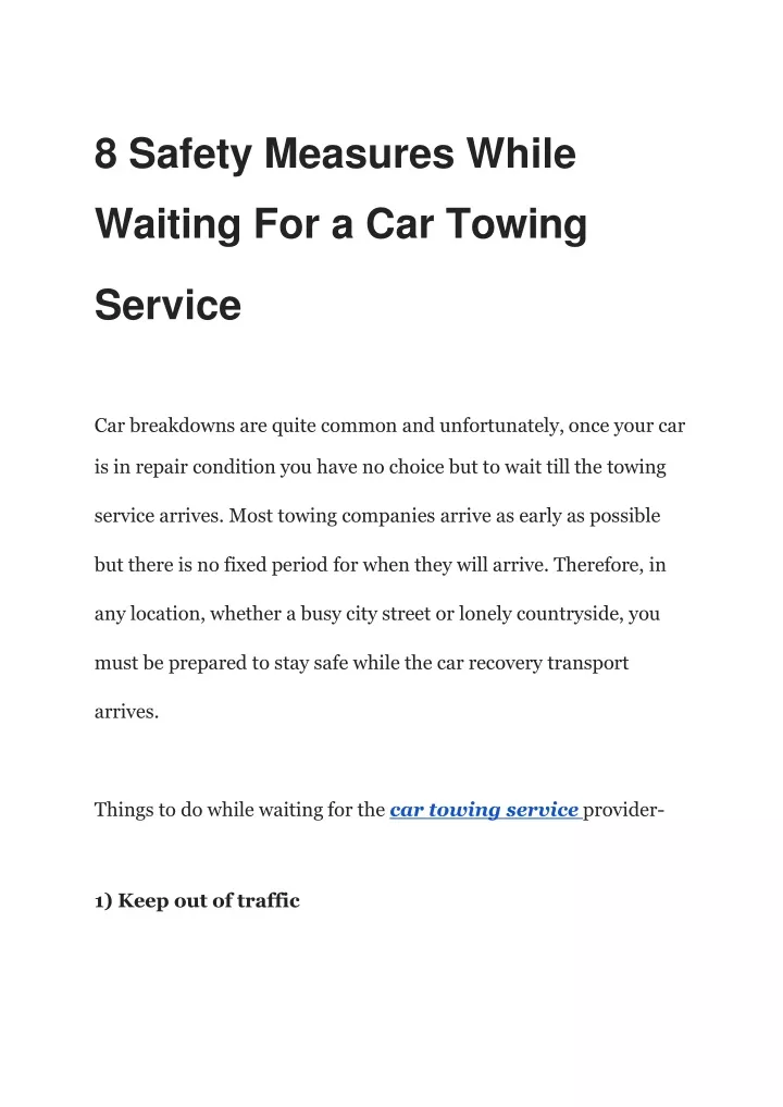 8 safety measures while waiting for a car towing service