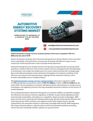 global automotive energy recovery systems market