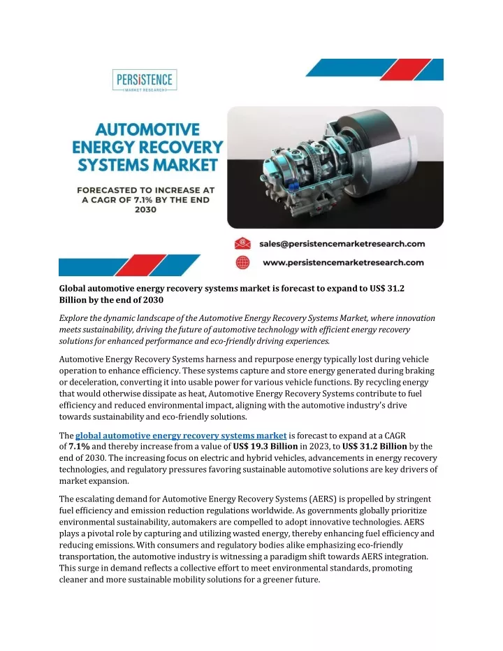 global automotive energy recovery systems market