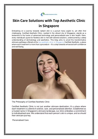 Top 10 Aesthetic Clinic in Singapore For Skin Care Solutions