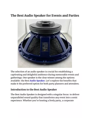 The Best Audio Speaker for Events and Parties