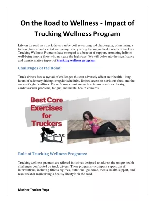 On the Road to Wellness - Impact of Trucking Wellness Program