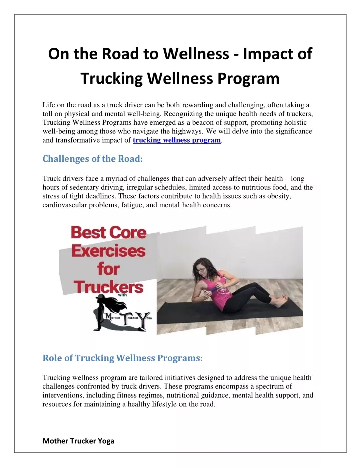 on the road to wellness impact of trucking