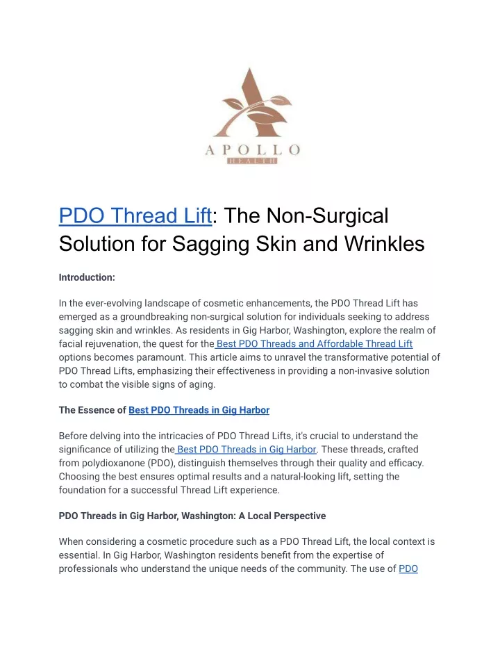 pdo thread lift the non surgical solution