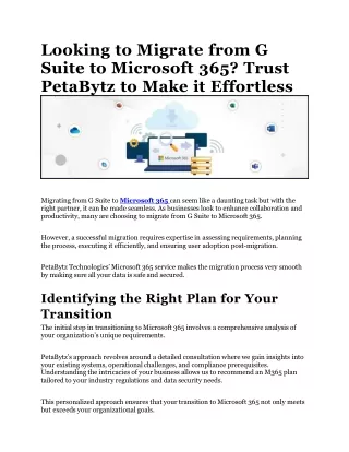 Looking to Migrate from G Suite to Microsoft 365