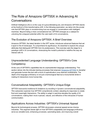 The Role of Amazons GPT55X in Advancing AI Conversations