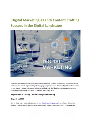 Digital Marketing Agency Content Crafting Success in the Digital Landscape