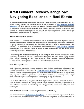 Aratt Builders Reviews Bangalore_ Navigating Excellence in Real Estate (1)