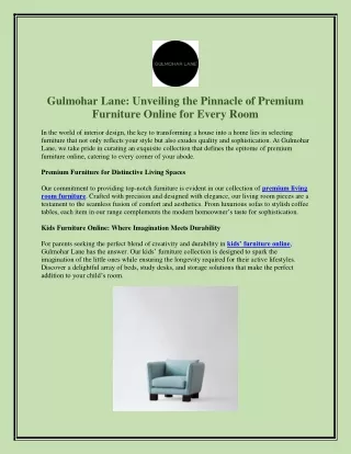 Gulmohar Lane Unveiling the Pinnacle of Premium Furniture Online for Every Room