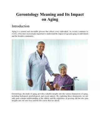 Gerontology Meaning and Its Impact on Aging
