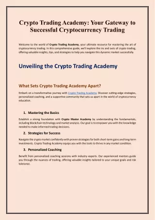 Crypto Trading Academy: Your Gateway to Successful Cryptocurrency Trading