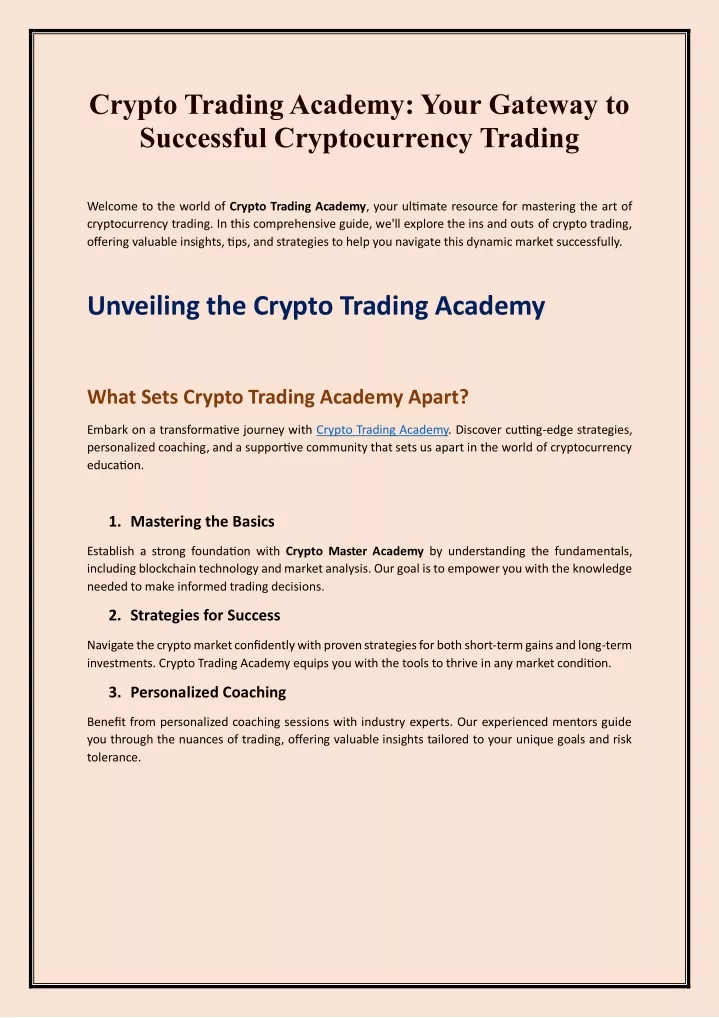 crypto trading academy your gateway to successful